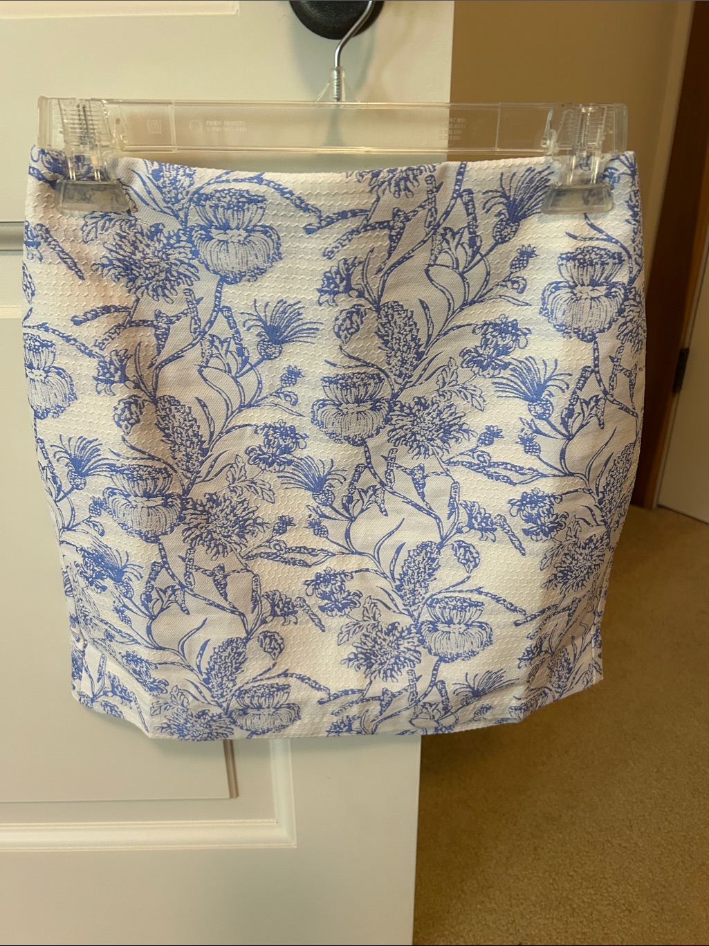 Amanda Uprichard White Mini Skirt With Blue Floral Print